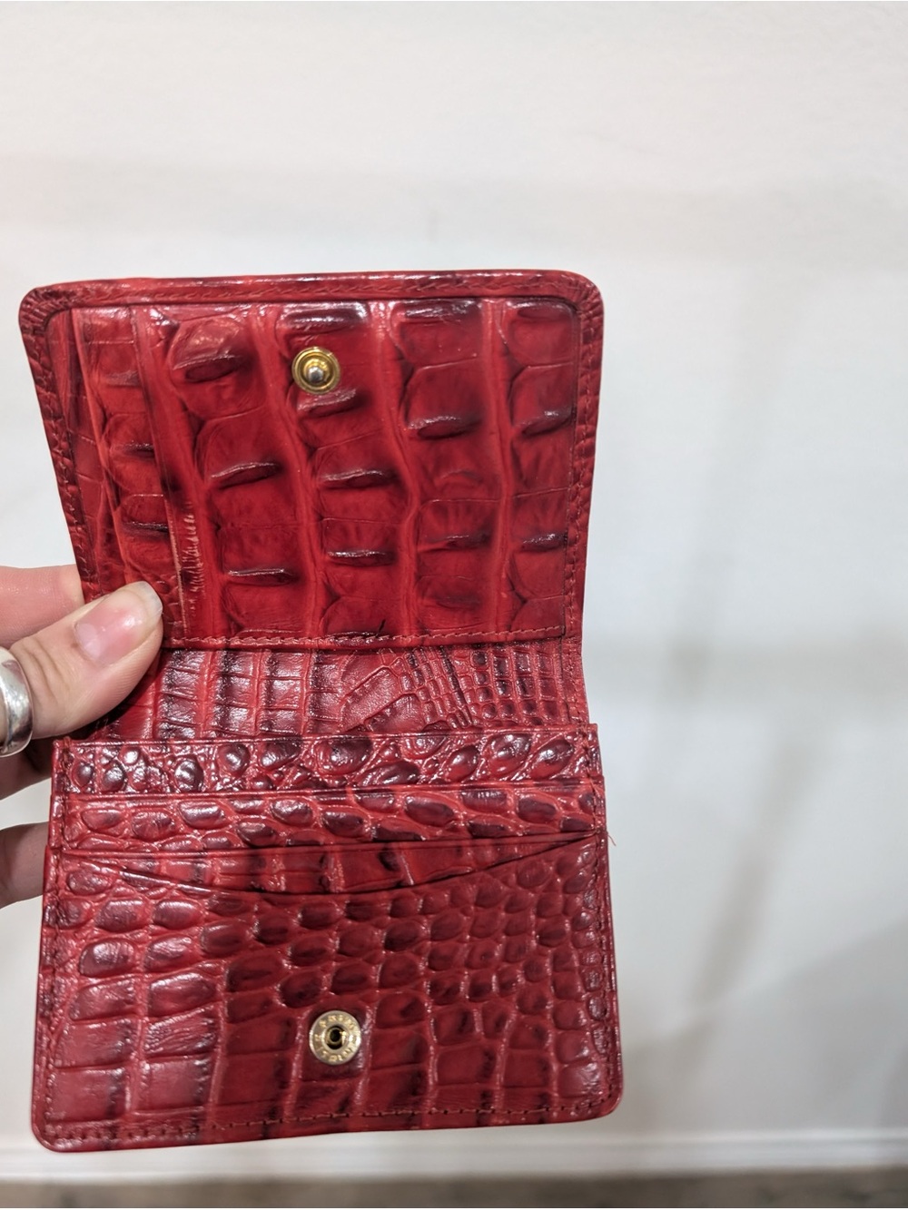 Brahmin Red Croc-Embossed Leather Card Wallet